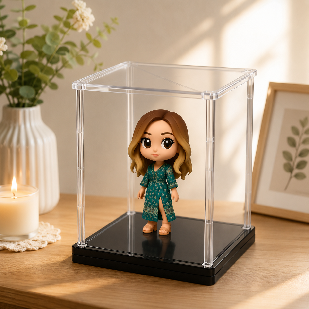 写真からのカスタム 3D フィギュア,アクリル回転ディスプレイケース付き,カップル向けのパーソナライズされたミニフィギュア - 