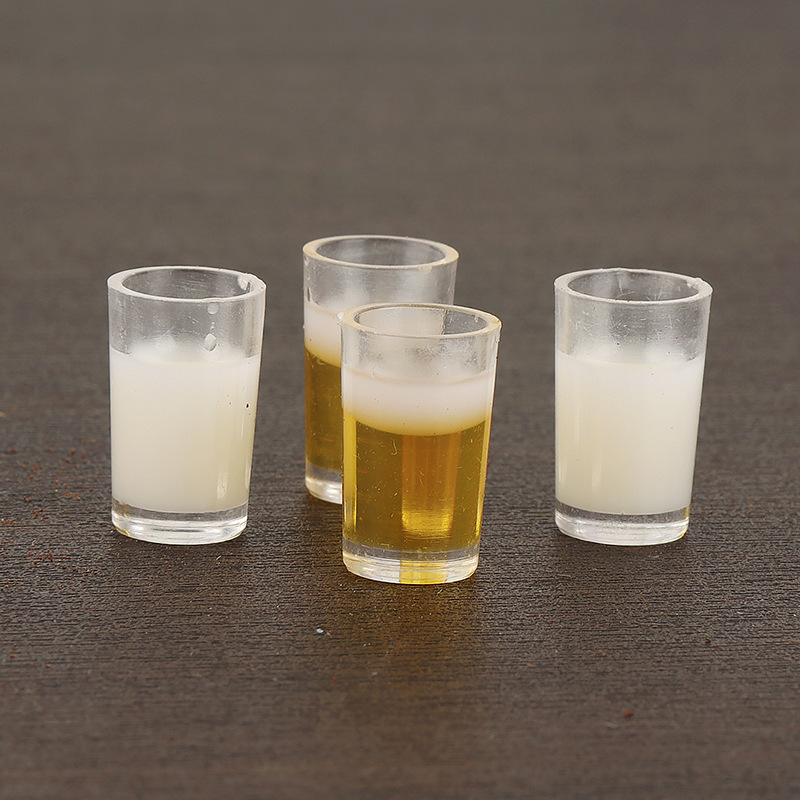 ミニビール&ミルクドリンクカップフィギュア リアルな食品&飲料オーナメント 3dフィギュア用 - 