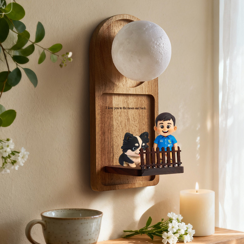 Custom 3D Figurine Cartoon Character Wall Lamp with Personalized Text Night Light Home Decor