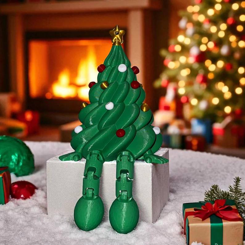 ミニクリスマスツリーの置物 かわいい卓上オーナメント 脚付き 小さな樹脂製装飾品 デスクやホリデーディスプレイ用