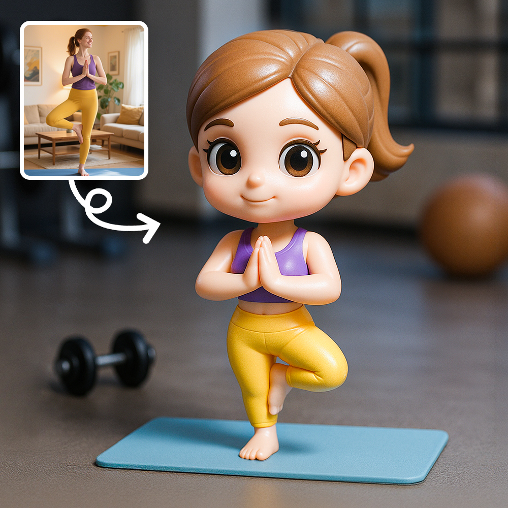 Cute Yoga Girl 3D Figurine Miniature Desk Ornament for Home or Office