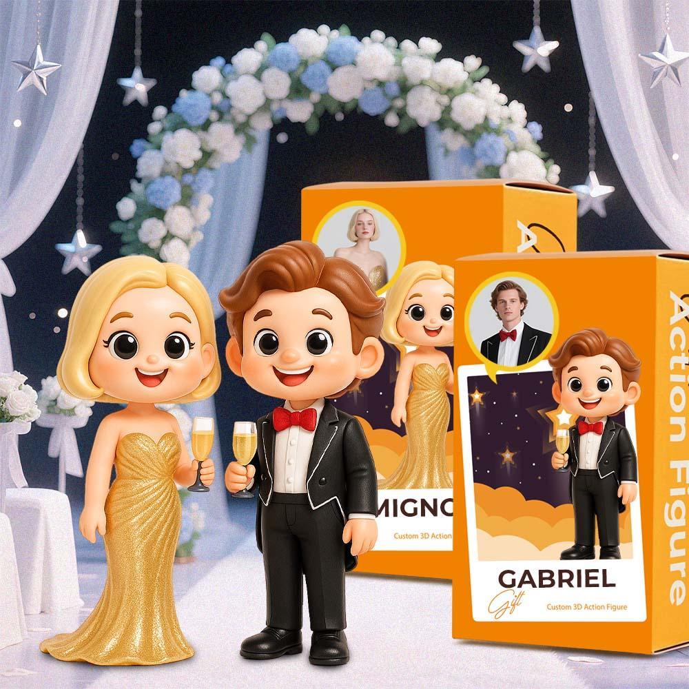 Personalized Cartoon 3D Figurines for Two Custom Character Action Figures Based on Your Photos Romantic or Friendship Gift for Any Occasion