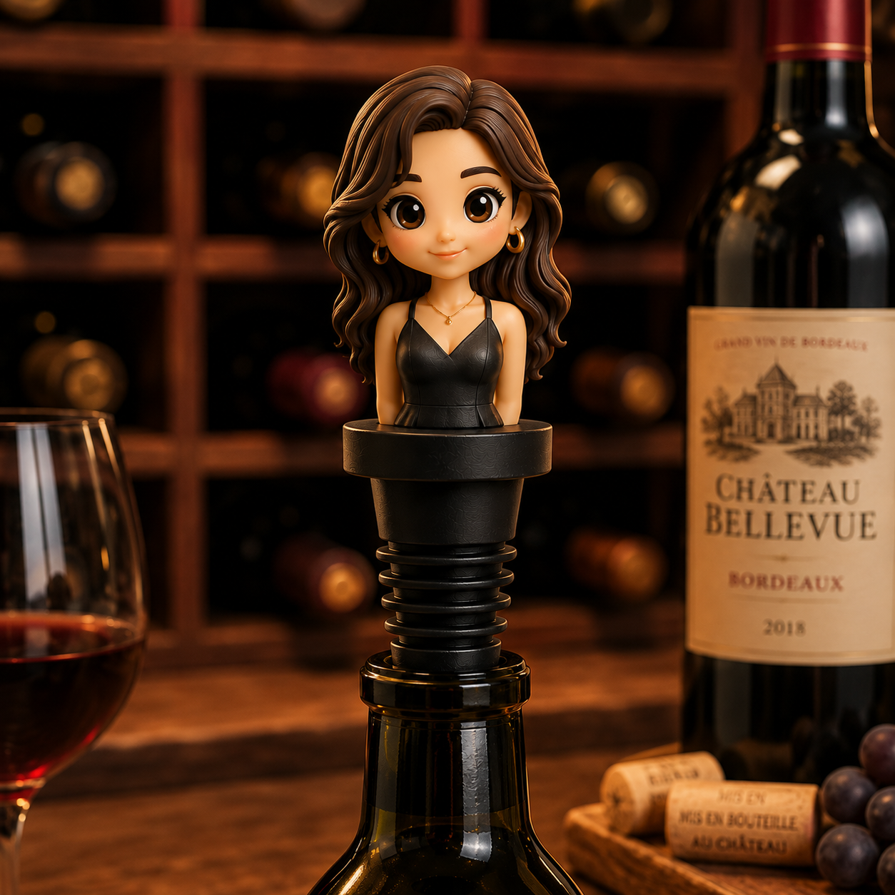 あなたの写真から作るカスタム3Dバストフィギュアワインボトルストッパー ワイン愛好家へのユニークなギフト - 