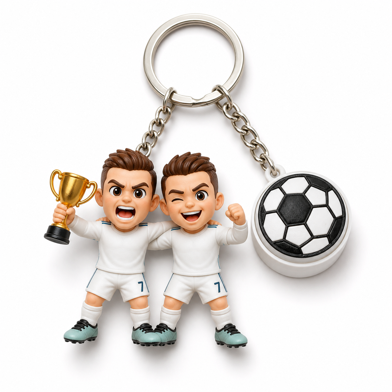 写真からパーソナライズされた 3D キーチェーンフィギュア サッカーフィジェットアクセサリー付きカスタム 3D キーチェーン スポーツ愛好家への完璧なユニークなギフト - 