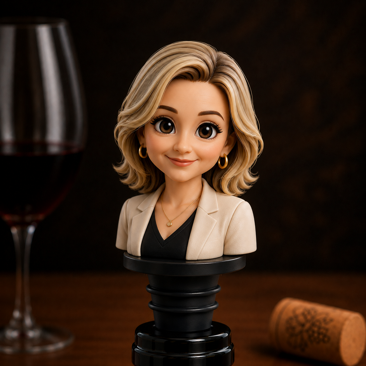 あなたの写真から作るカスタム3Dバストフィギュアワインボトルストッパー ワイン愛好家へのユニークなギフト - 