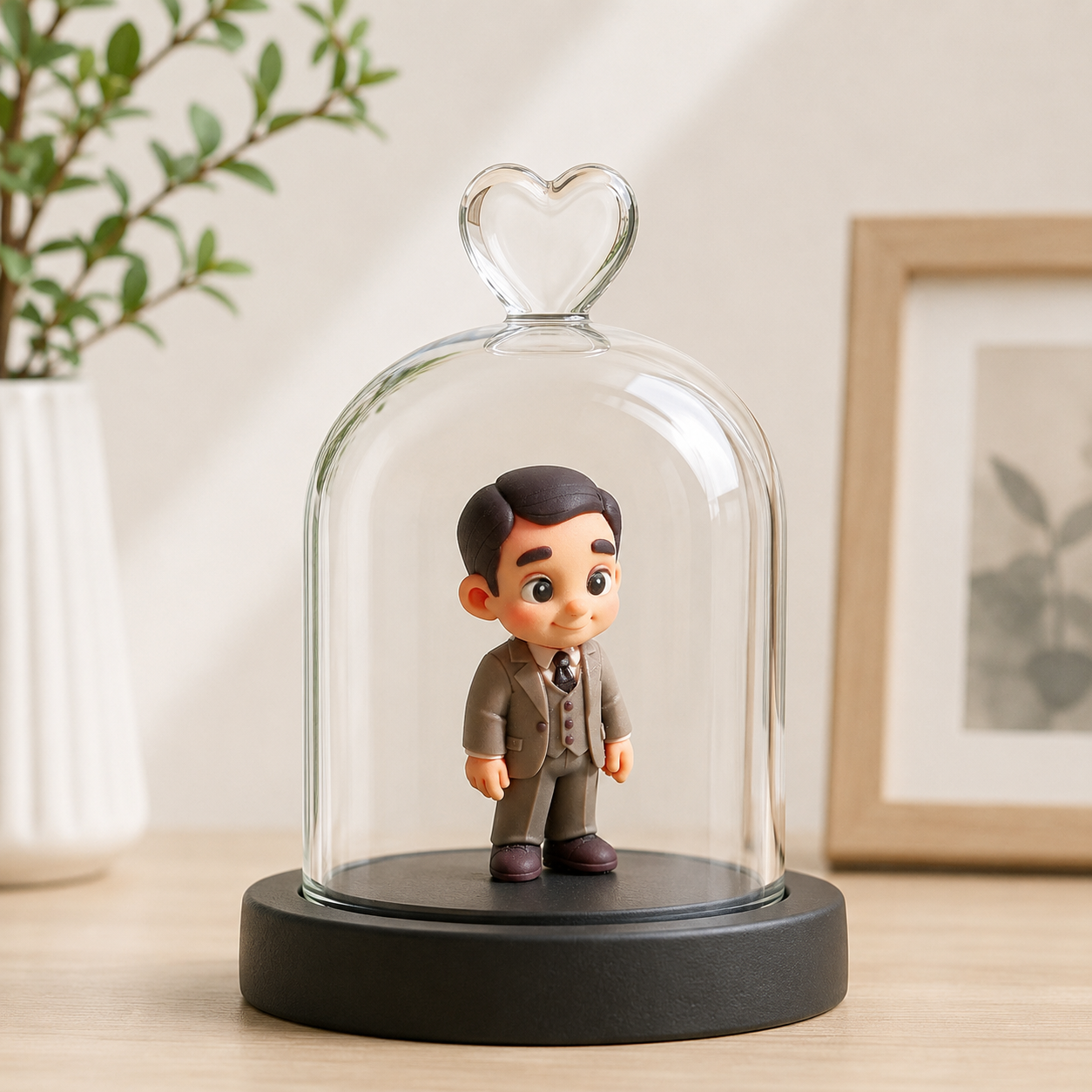 あなたの写真からカスタム3dフィギュアカップルハートガラスドームパーソナライズされたロマンチックな記念品ギフト記念日の結婚式バレンタイン