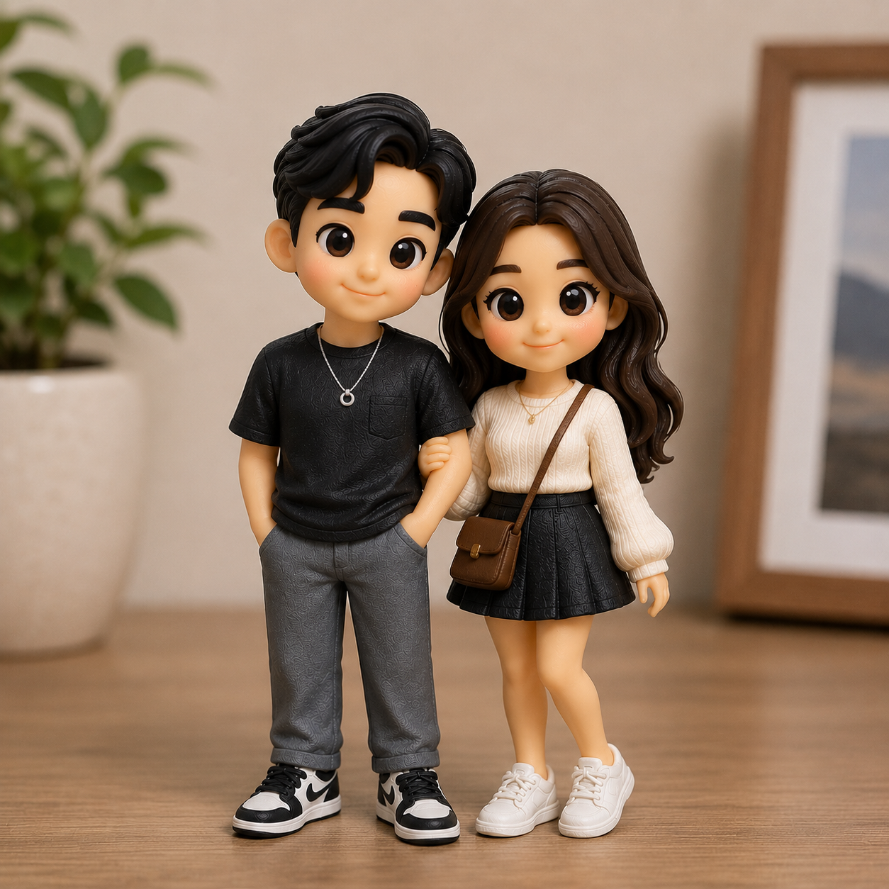 写真からパーソナライズされた 3D フィギュア カスタム ミニ 3D プリントフィギュア カップル,兄弟,姉妹へのユニークなギフト - 