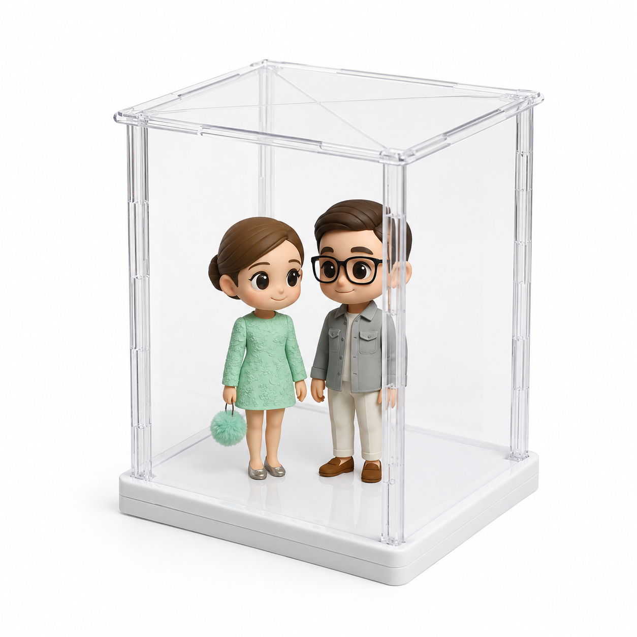写真からのカスタム 3D フィギュア,アクリル回転ディスプレイケース付き,カップル向けのパーソナライズされたミニフィギュア - 