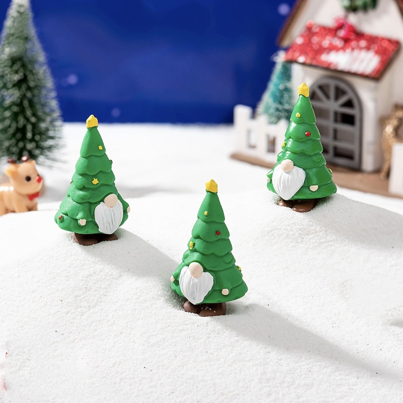 クリスマスツリー サンタ&トナカイ フィギュアセット ミニ樹脂製