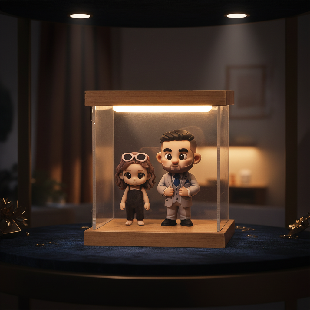 カスタムフォトミニフィギュアledライトホームデコレーションカップルの誕生日記念日や特別な機会のためのユニークでロマンチックなギフト - 