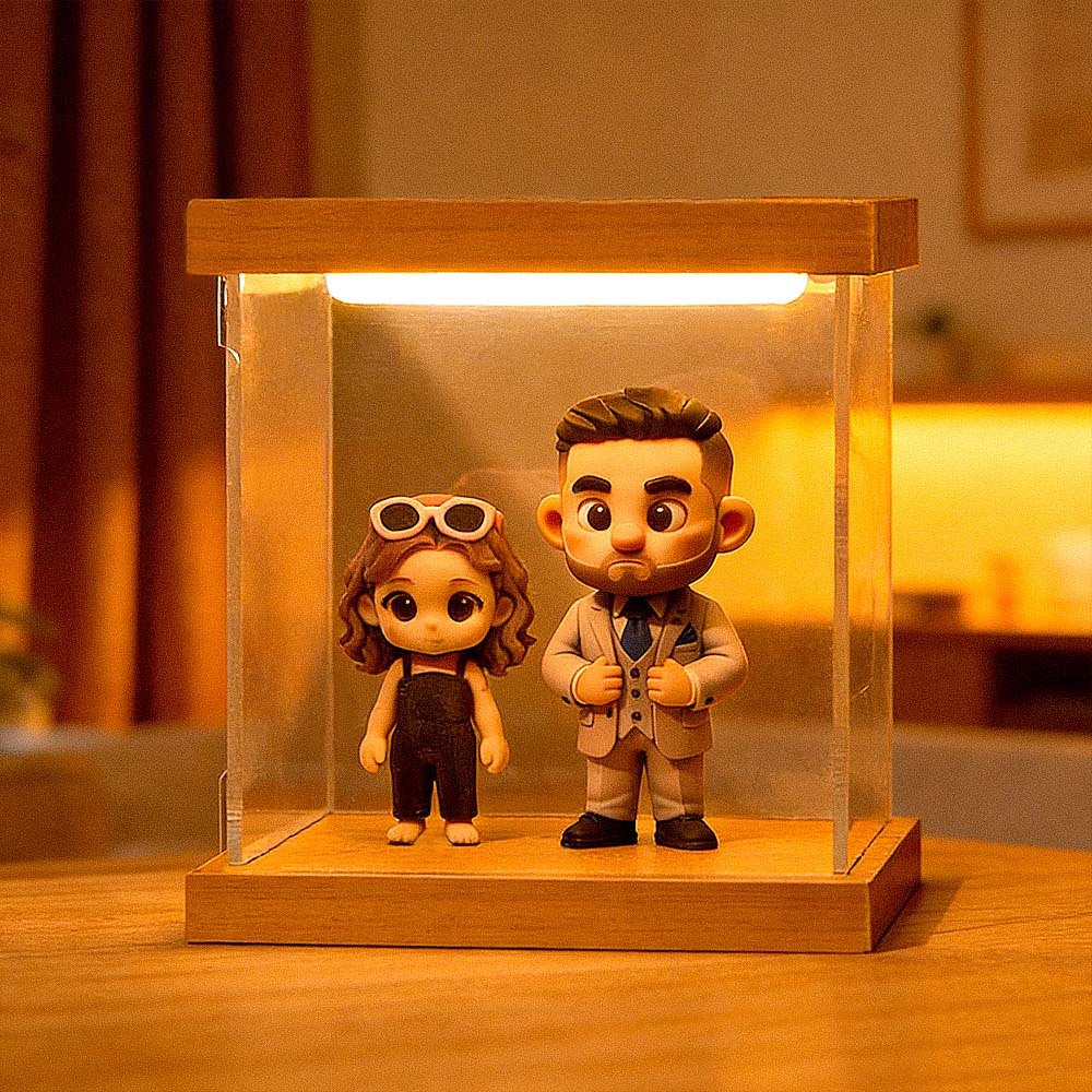カスタムフォトミニフィギュアledライトホームデコレーションカップルの誕生日記念日や特別な機会のためのユニークでロマンチックなギフト - 