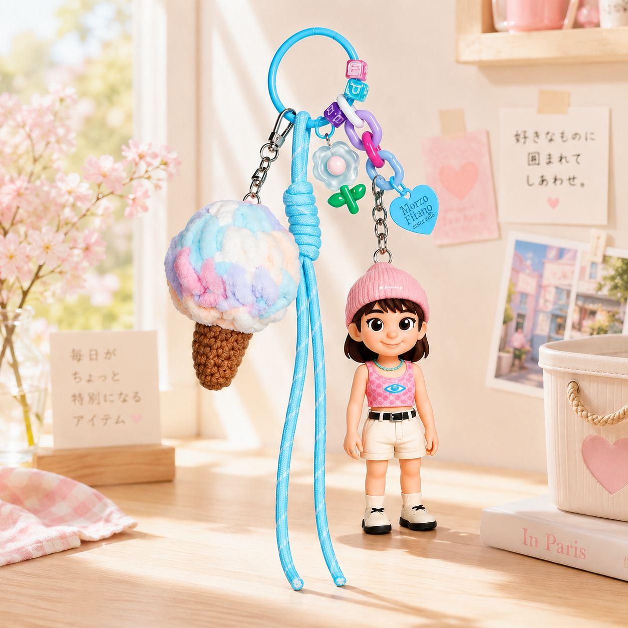 写真からのカスタム 3D キーホルダーフィギュア,カラフルなアイスクリームチャーム付き,パーソナライズされたミニ人形ギフト,彼女へのかわいいギフト,ガールフレンドへのギフト