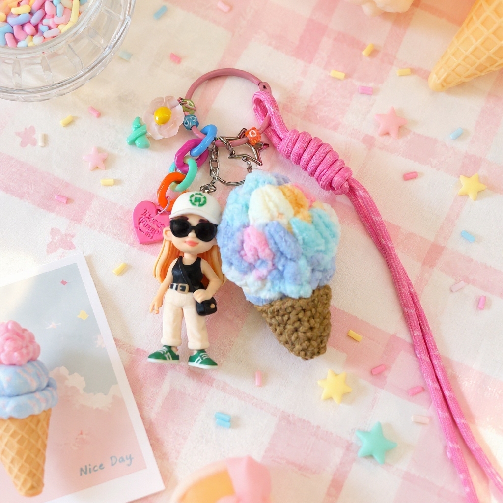 写真からのカスタム 3D キーホルダーフィギュア,カラフルなアイスクリームチャーム付き,パーソナライズされたミニ人形ギフト,彼女へのかわいいギフト,ガールフレンドへのギフト