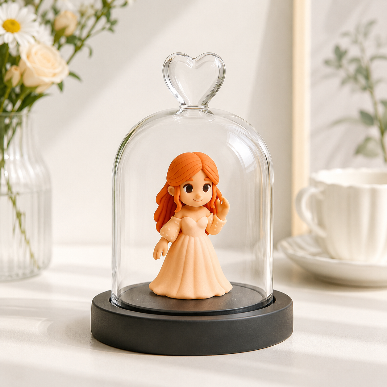 あなたの写真からカスタム3dフィギュアカップルハートガラスドームパーソナライズされたロマンチックな記念品ギフト記念日の結婚式バレンタイン