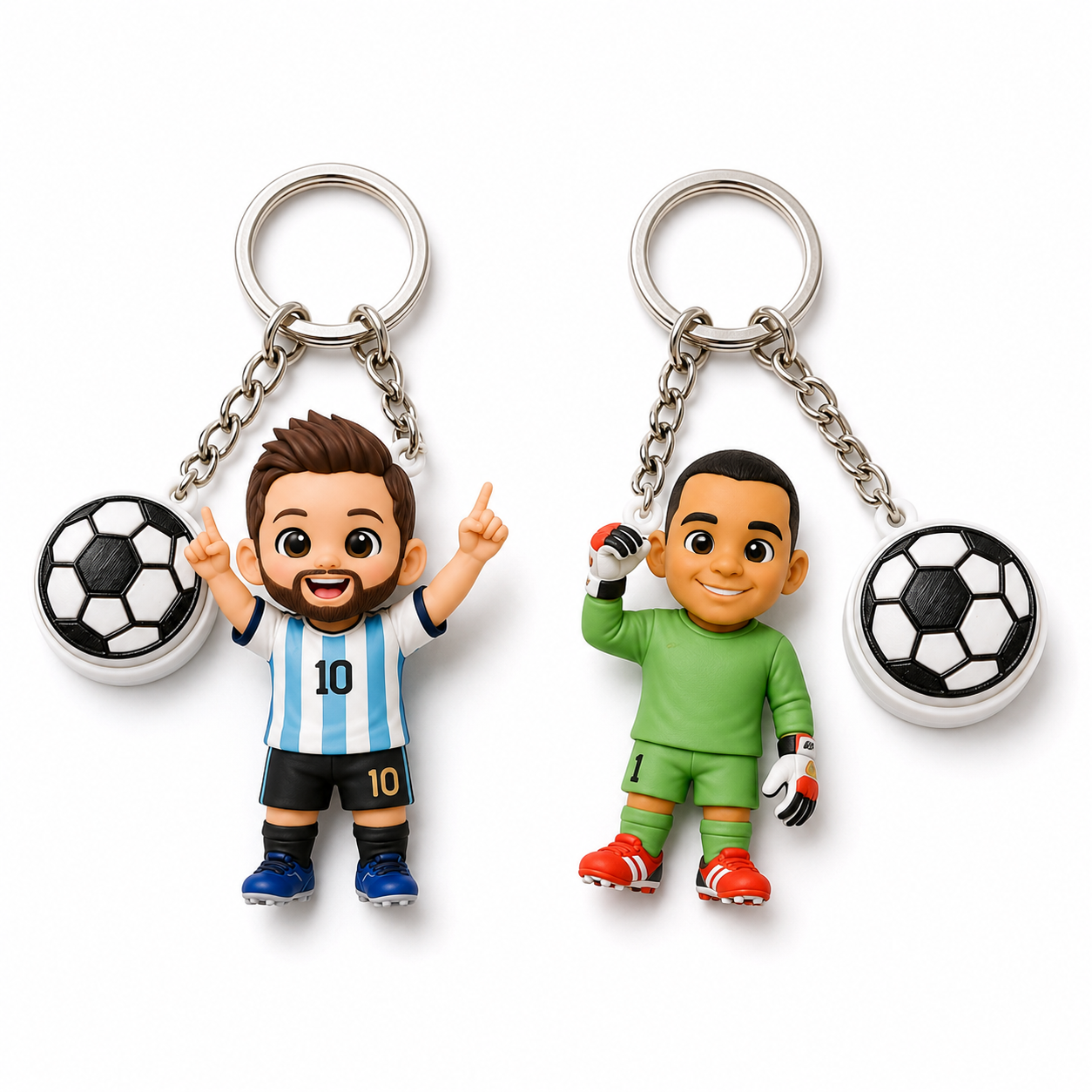 写真からパーソナライズされた 3D キーチェーンフィギュア サッカーフィジェットアクセサリー付きカスタム 3D キーチェーン スポーツ愛好家への完璧なユニークなギフト - 