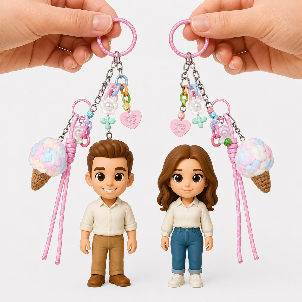 写真からのカスタム 3D キーホルダーフィギュア,カラフルなアイスクリームチャーム付き,パーソナライズされたミニ人形ギフト,彼女へのかわいいギフト,ガールフレンドへのギフト - 