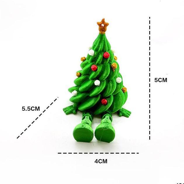 Mini Christmas Tree Figurine  Cute Tabletop Ornament with Leg Small Resin Decoration for Desk & Holiday Display