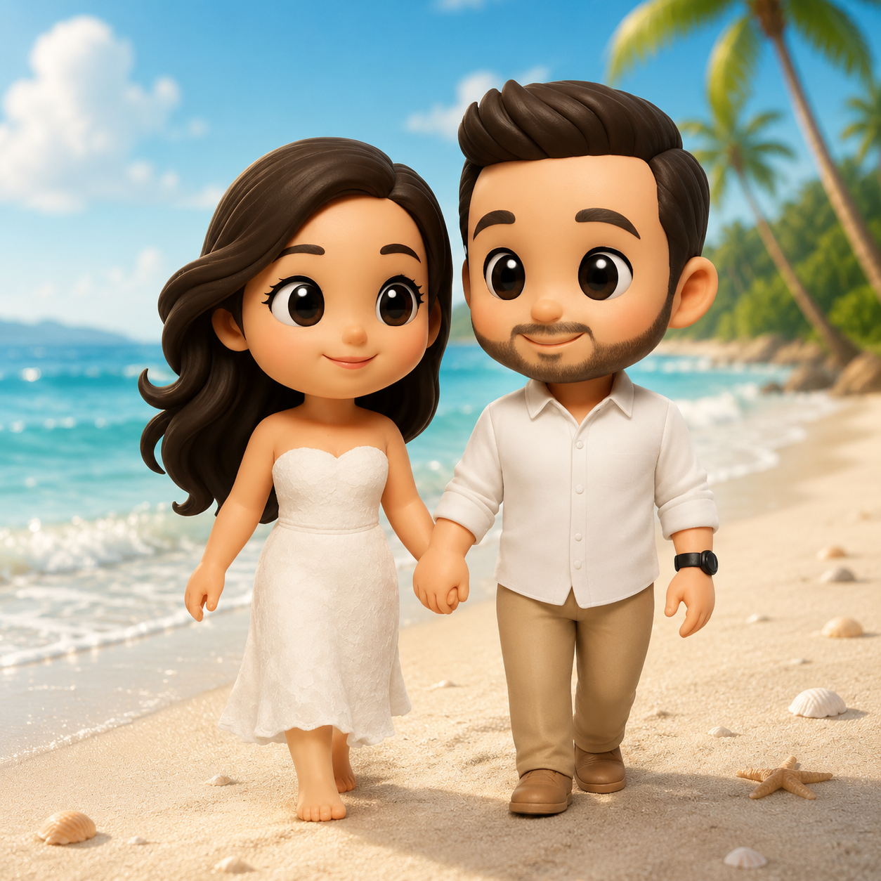 写真からのカスタム 3D フィギュアパーソナライズされたカップルの置物ギフト夏休みの思い出のギフトのアイデア - 
