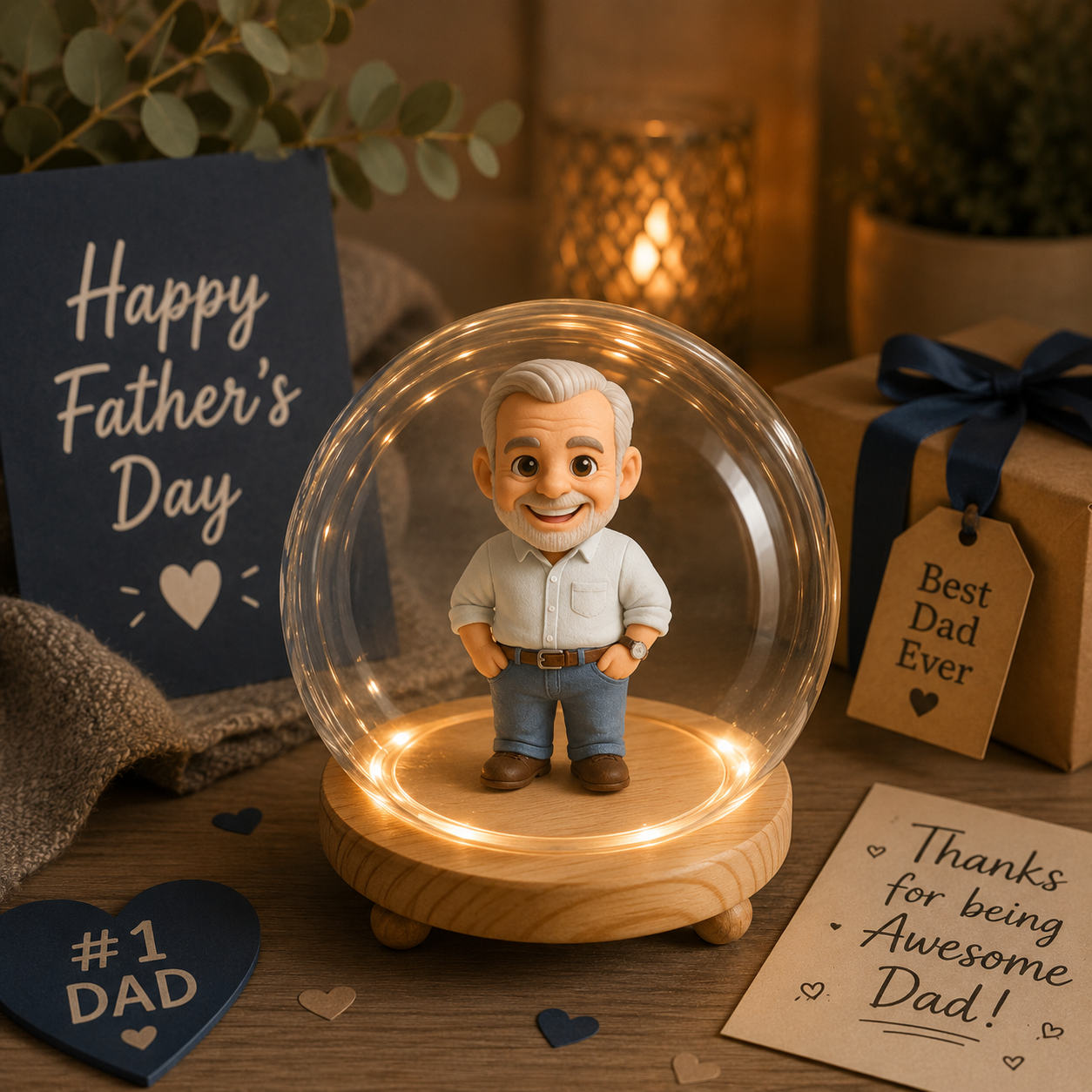 写真からのカスタム 3D フィギュアナイトライトパーソナライズされたおもちゃのフィギュアお父さんへのユニークで思い出に残るギフト完璧な父の日のギフト - 
