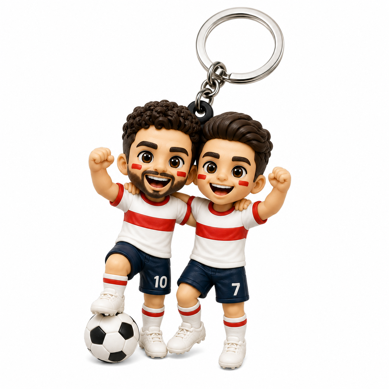 写真からのカスタムサッカー選手3Dフィギュアキーホルダーパーソナライズされたサッカーファンちびキーホルダーサッカー愛好家へのギフト - 