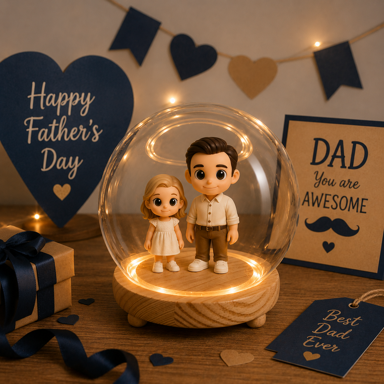 写真からのカスタム 3D フィギュアナイトライトパーソナライズされたおもちゃのフィギュアお父さんへのユニークで思い出に残るギフト完璧な父の日のギフト - 