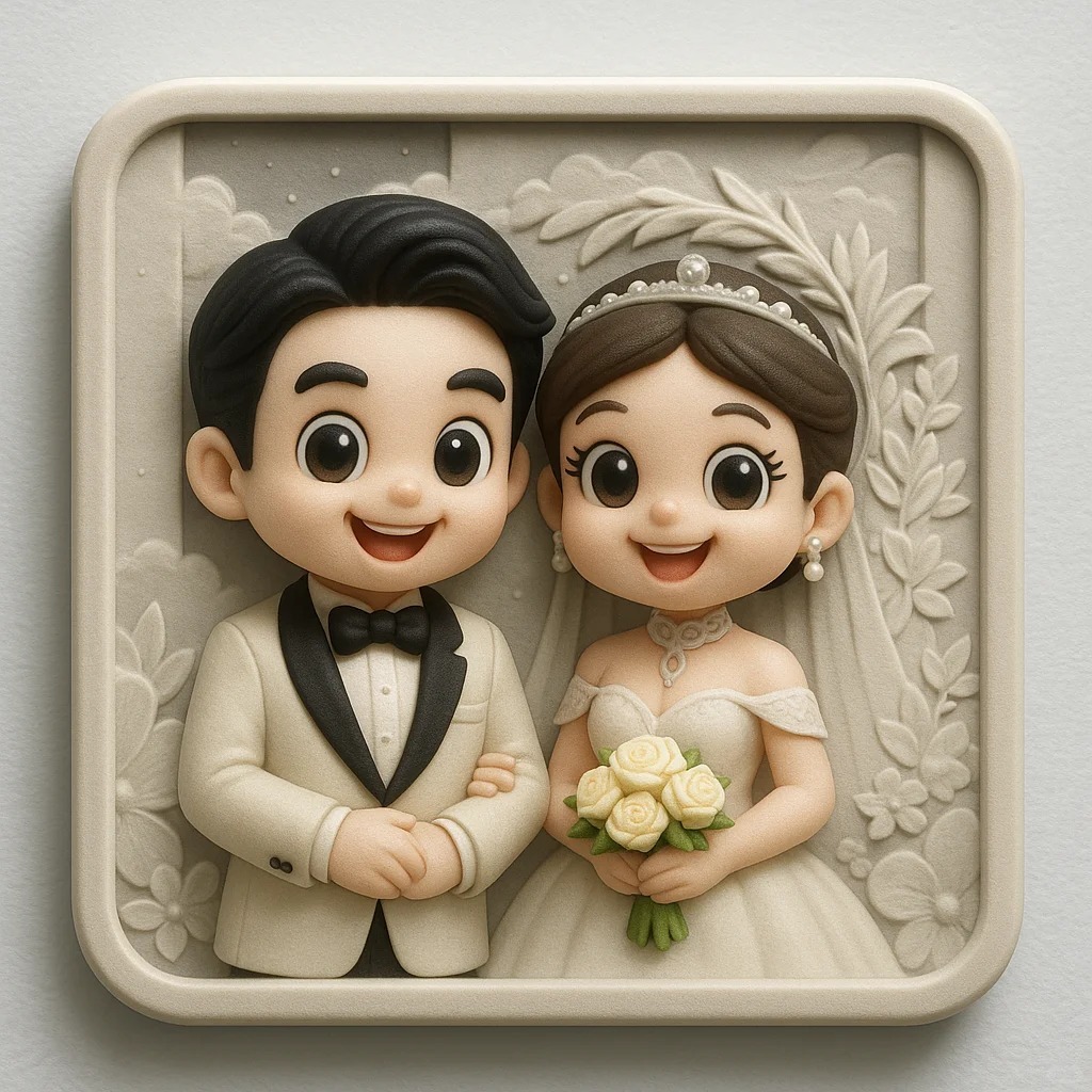 Custom 3D Wedding Fridge Magnet – Personalized Couple Figurine Cute Custom 3D Gift