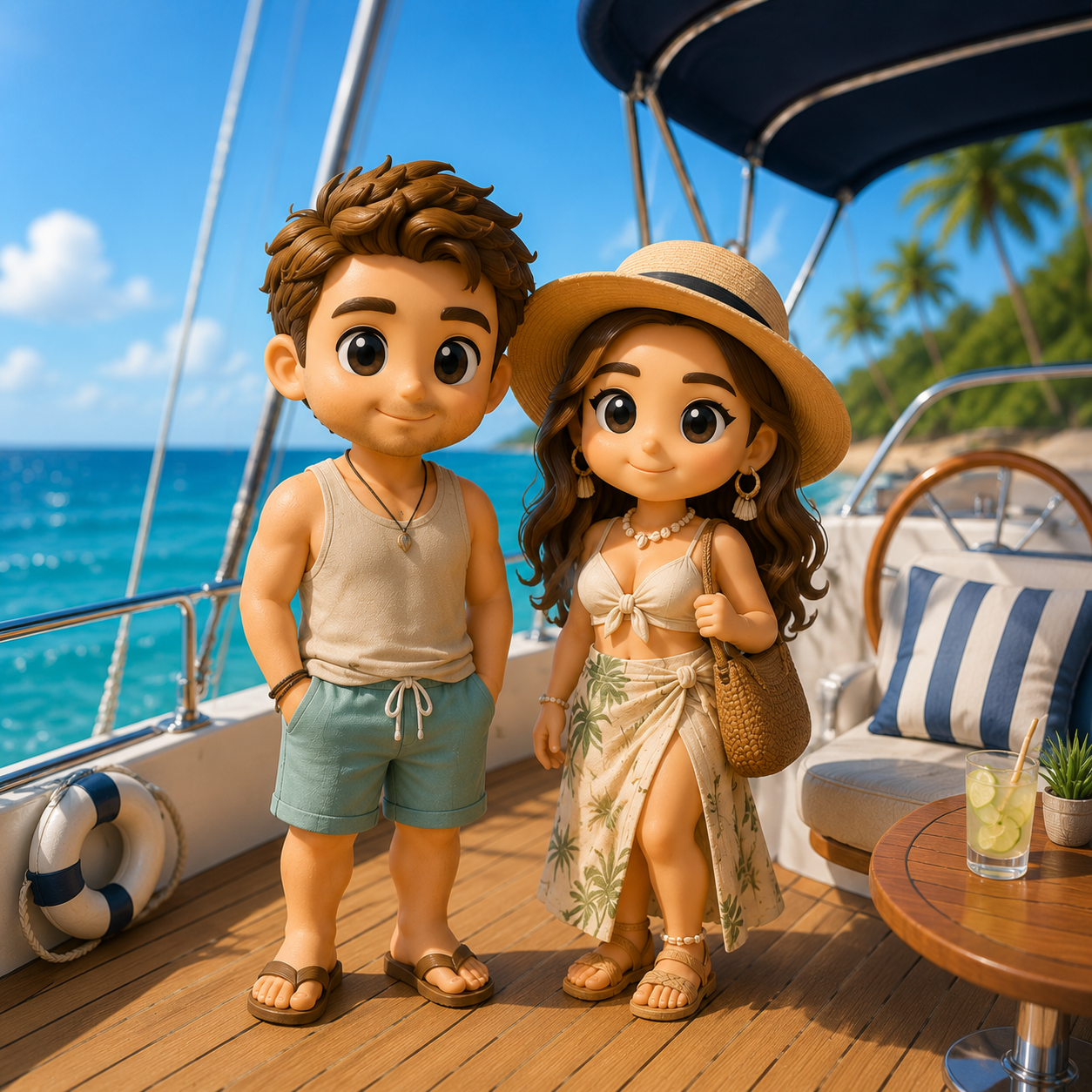 写真からのカスタム 3D フィギュアパーソナライズされたカップルの置物ギフト夏休みの思い出のギフトのアイデア - 