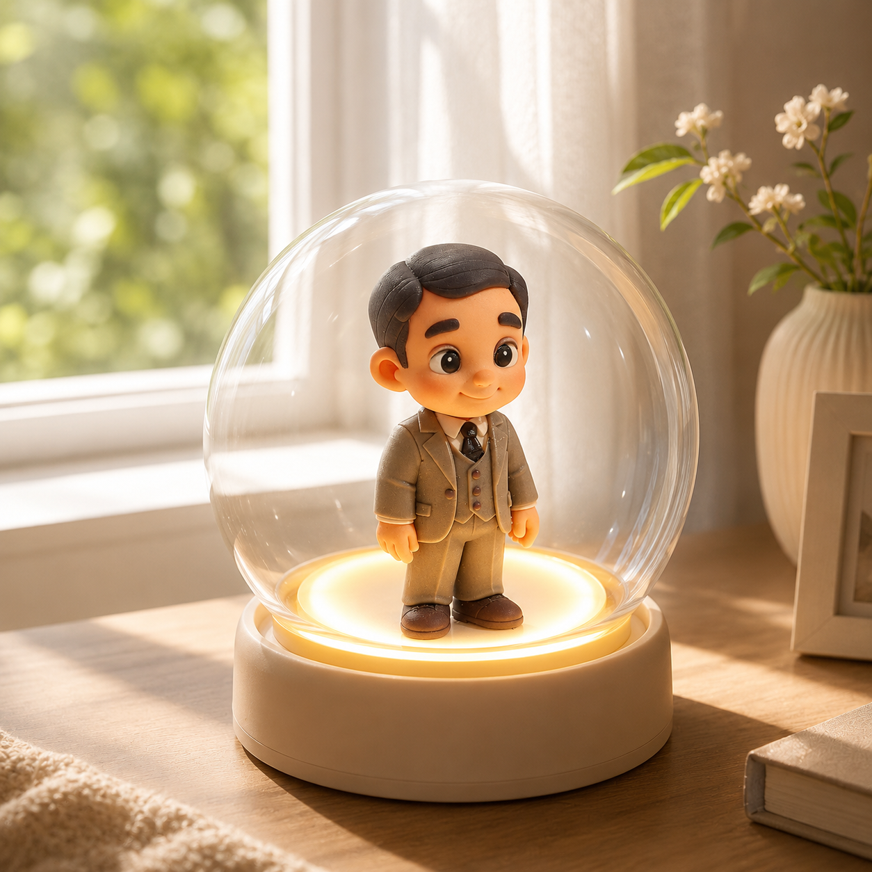 写真から作る 3Dフィギュア LEDナイトライト ガラスドーム付き オーダーメイド ギフト