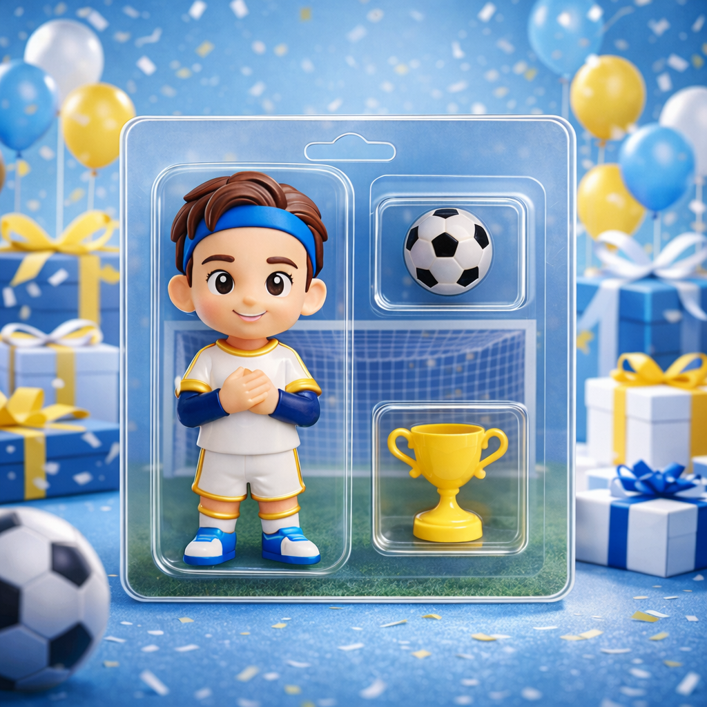 カスタムサッカー選手3dフィギュアギフトセット(ボール&トロフィー付き)子供とサッカーファン向け サッカーフィーバーゲームデー - 