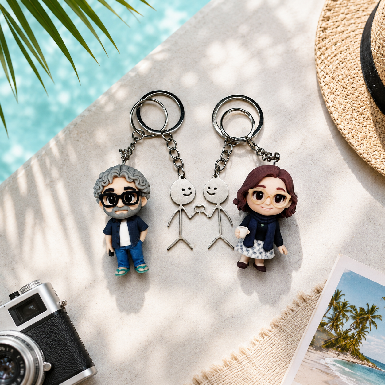 カスタムカップル3dフィギュアキーホルダーパーソナライズ写真キーホルダーセットギフト