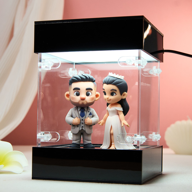 カスタム3dフィギュアアクリルledライトボックスディスプレイミニ