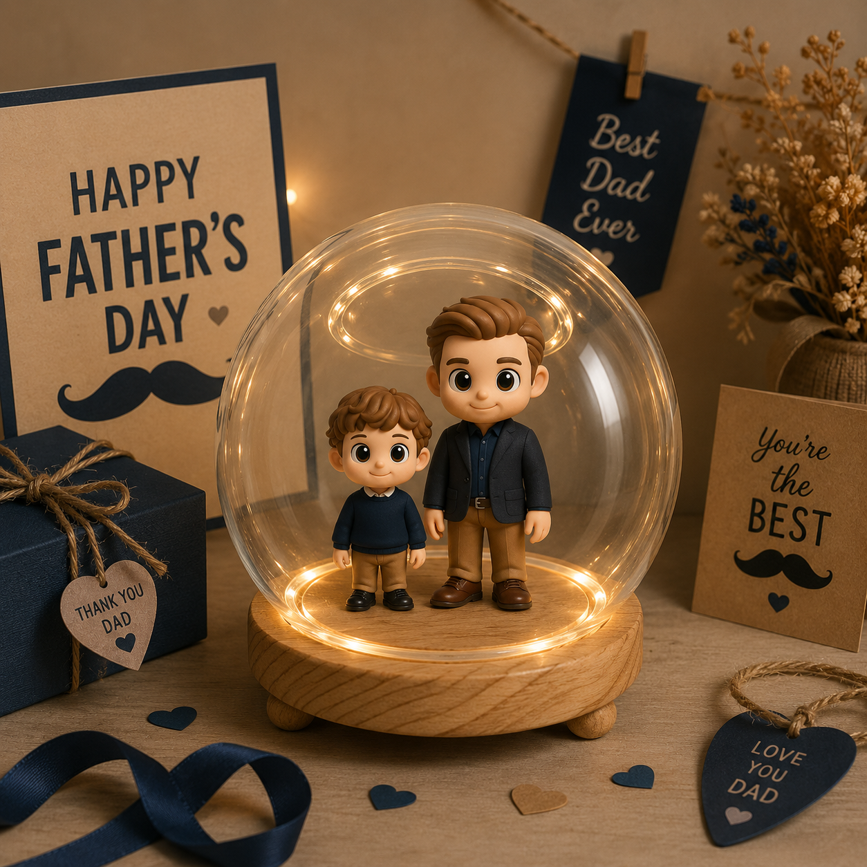 写真からのカスタム 3D フィギュアナイトライトパーソナライズされたおもちゃのフィギュアお父さんへのユニークで思い出に残るギフト完璧な父の日のギフト - 
