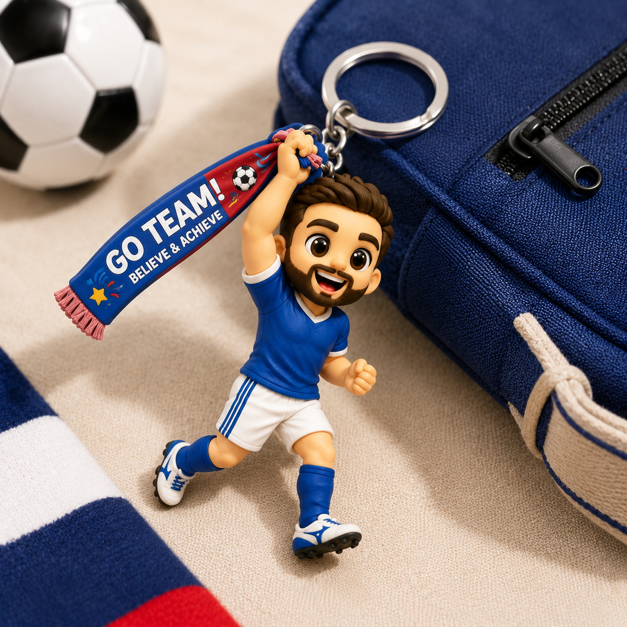 写真からのカスタムサッカー選手3Dフィギュアキーホルダーパーソナライズされたサッカーファンちびキーホルダーサッカー愛好家へのギフト - 