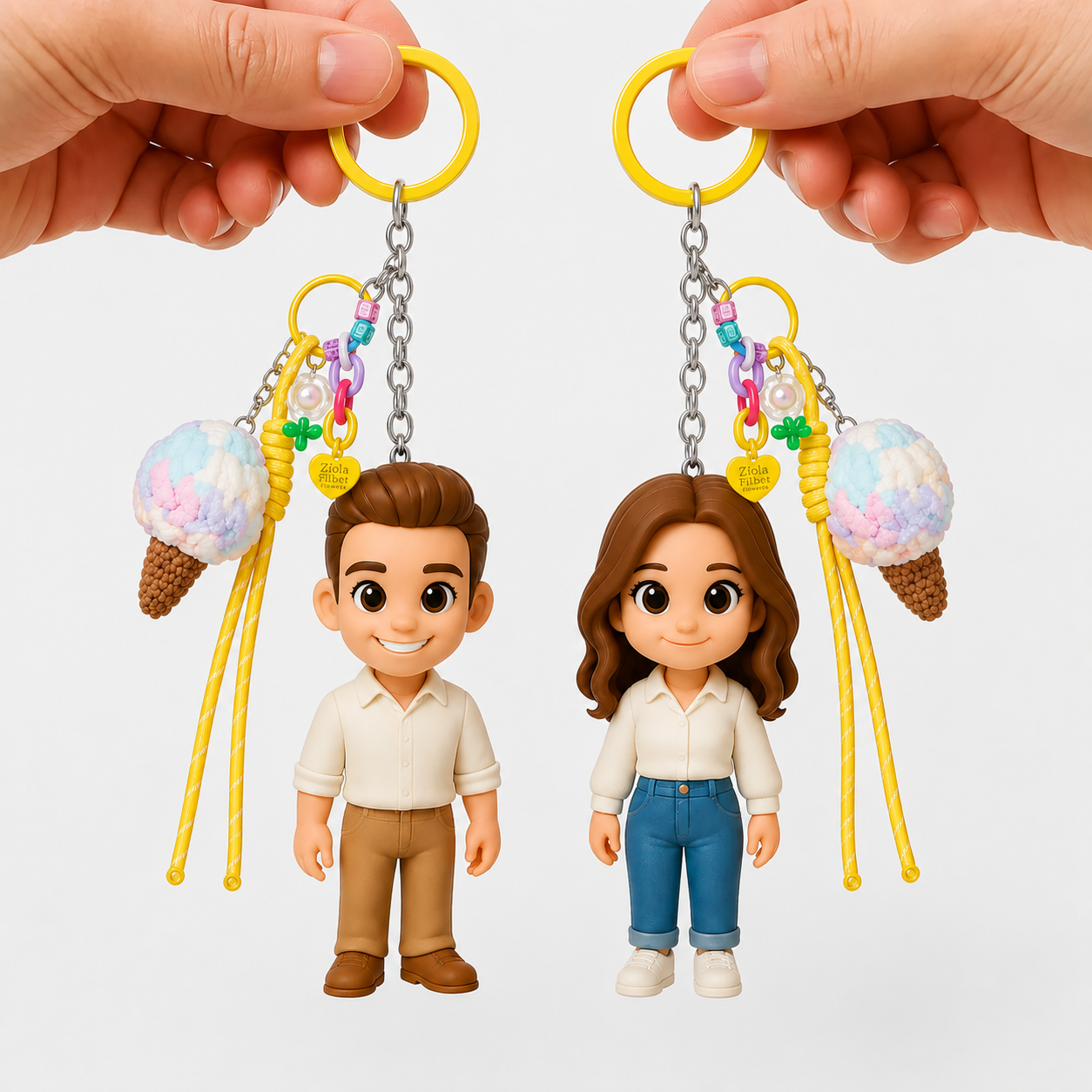 写真からのカスタム 3D キーホルダーフィギュア,カラフルなアイスクリームチャーム付き,パーソナライズされたミニ人形ギフト,彼女へのかわいいギフト,ガールフレンドへのギフト - 
