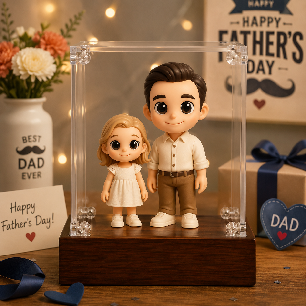 写真からのカスタム 3D フィギュア,アクリルディスプレイケース付き,お父さんへのパーソナライズされた父の日ギフト - 