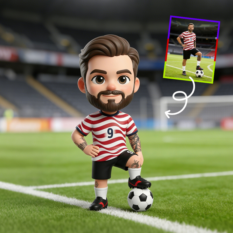 写真からのカスタムサッカー愛好家 3D フィギュアパーソナライズされた