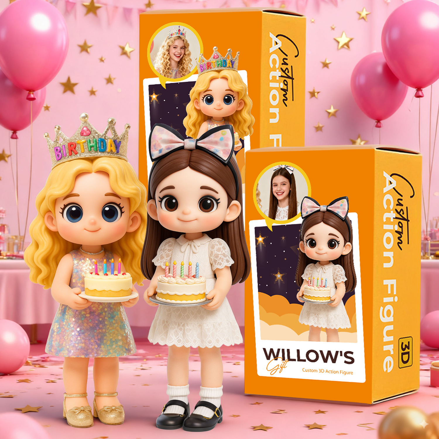 カスタム3dフィギュア 誕生日パーティーデコレーション 子供の写真入りケーキトッパー お子様のお祝いに