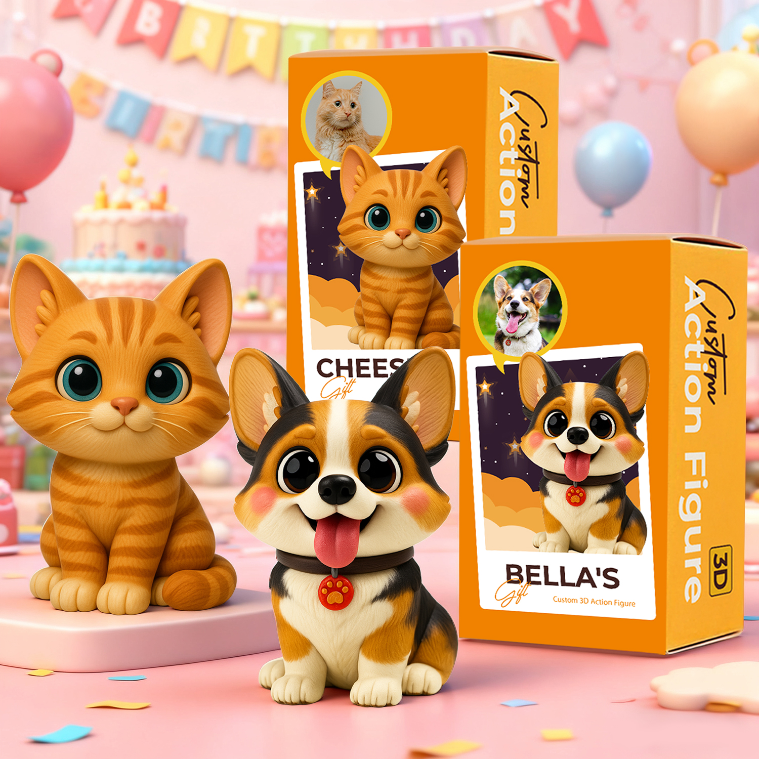 カスタム3dフィギュア 動物フィギュア パーソナライズ写真メモリアルギフト 犬猫のお祝い用