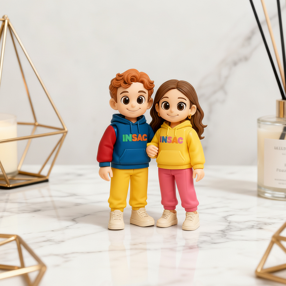 Custom Double Figurine From Your Photo Personalized Couple Figurine Unique Connected Doll Gift for Lovers Anniversary Valentine Wedding