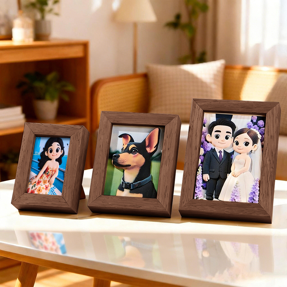 Custom 3D Relief Photo Frame Cartoon Style Personalized Photo Gift for Couples Valentines Day Anniversary Decor