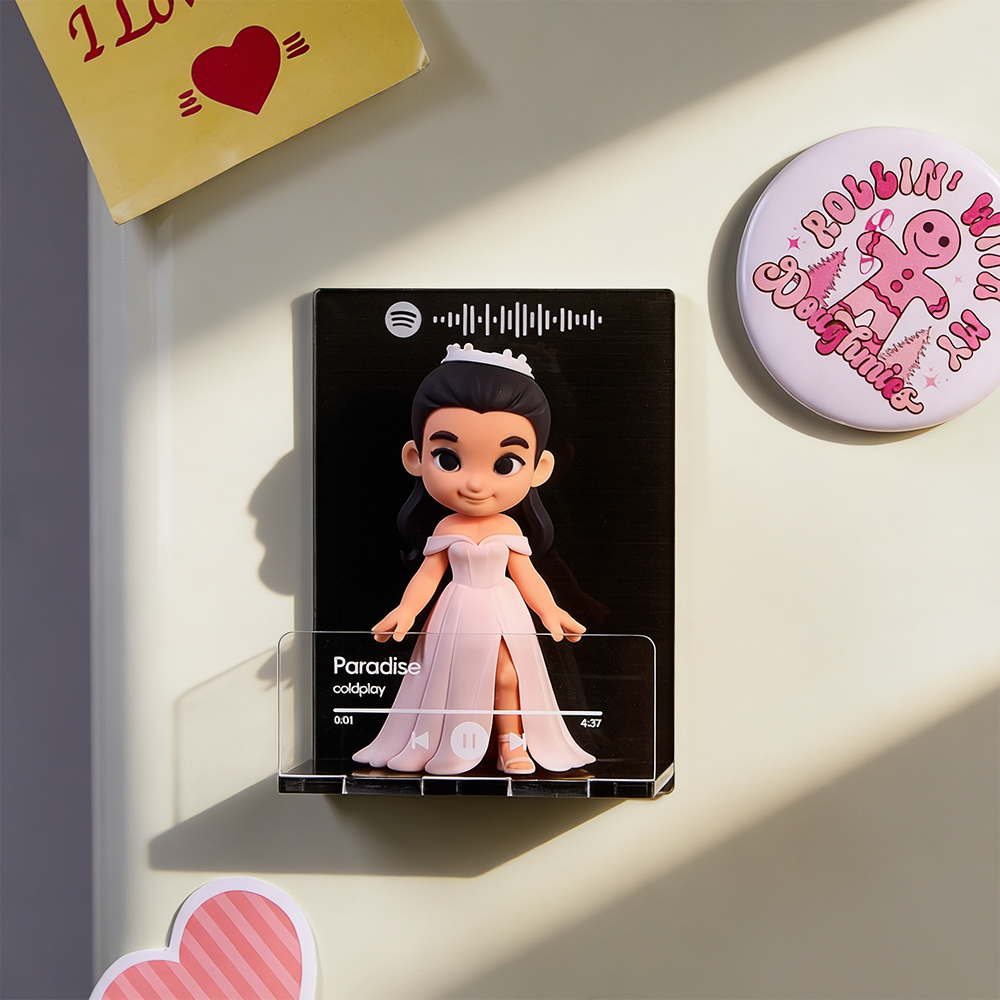 Custom 3D Action Figure from Your Photo Personalized Music Code Fridge Magnet Unique & Memorable Gift for Lovers, Boyfriends, Girlfriends