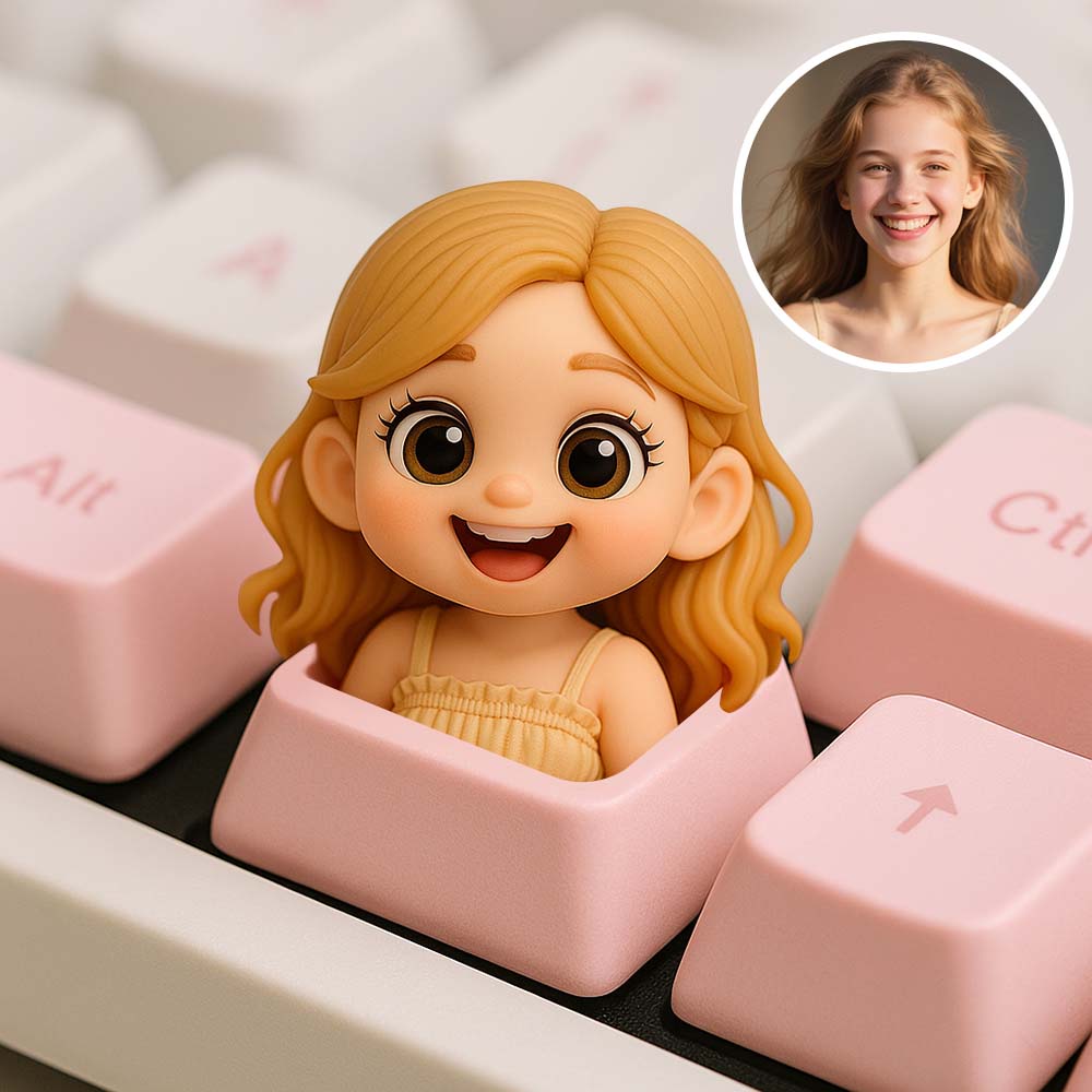 メカニカルキーボード用カスタム3dカートゥーンキーキャップ.9色のカラーオプション.写真からパーソナライズされたミニバストフィギュア.ユニークなキーボードアクセサリーをパーソナライズギフトに.
