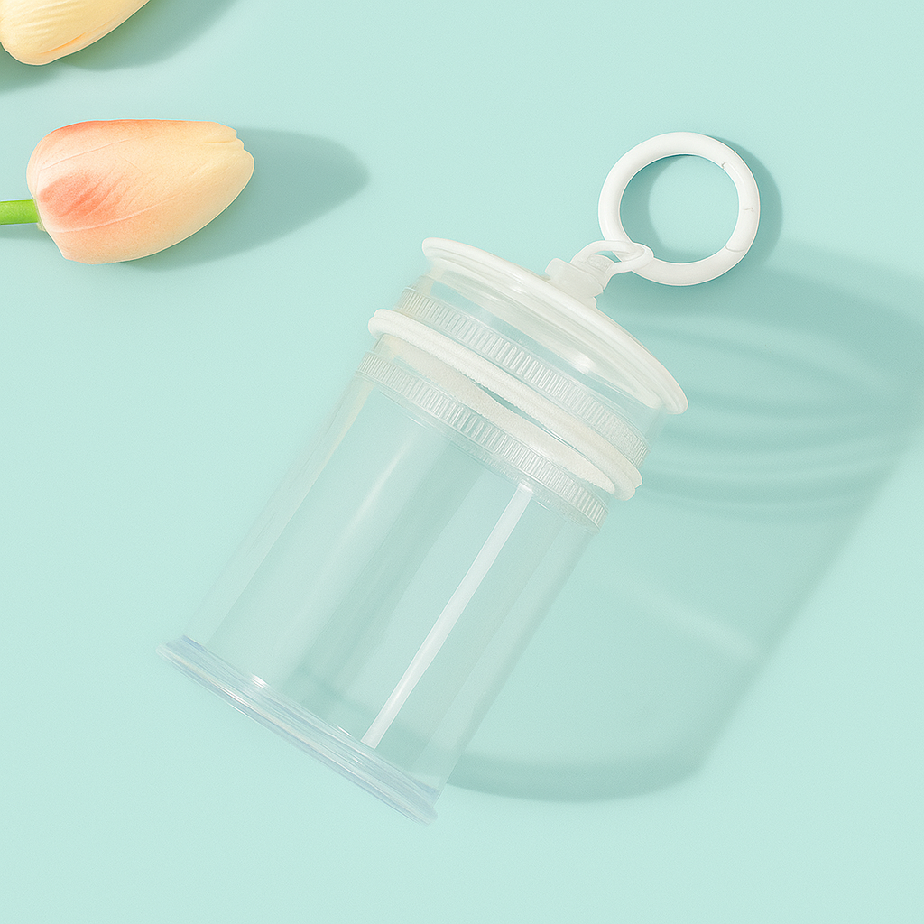 （6～8cmのフィギュアにフィット）カラビナフック付きホワイトシリンダー収納ポーチバッグチャーム