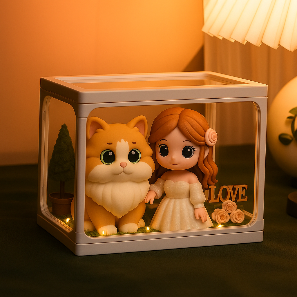 パーソナライズされたchibi 3dフィギュアディスプレイケース高透明ガラス収納ボックスコレクションや記念日のギフトに最適 - 