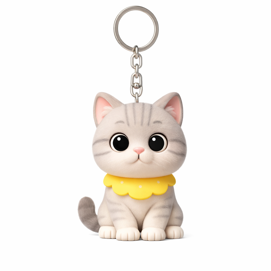 Custom 3D Figurine Keychain From Photo Cat Couple Matching Key Rings Keyring Personalized Romantic Gift for Couples Valentines Day Anniversary