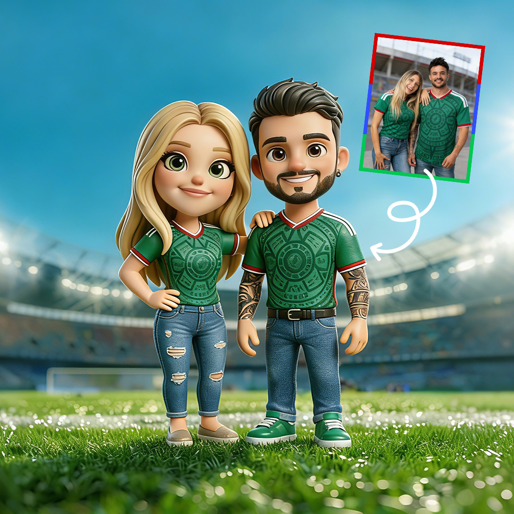 カスタムサッカーカップルの置物,ボーイフレンドへのパーソナライズされたサッカーギフト - 