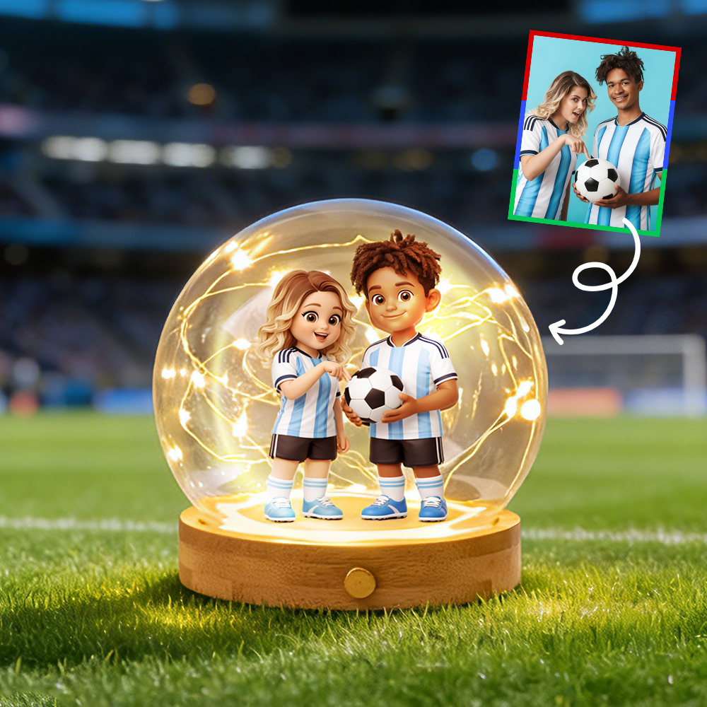 カスタムサッカーファンナイトライトパーソナライズされた3Dキャラクターランプサッカー愛好家への完璧なギフト - 