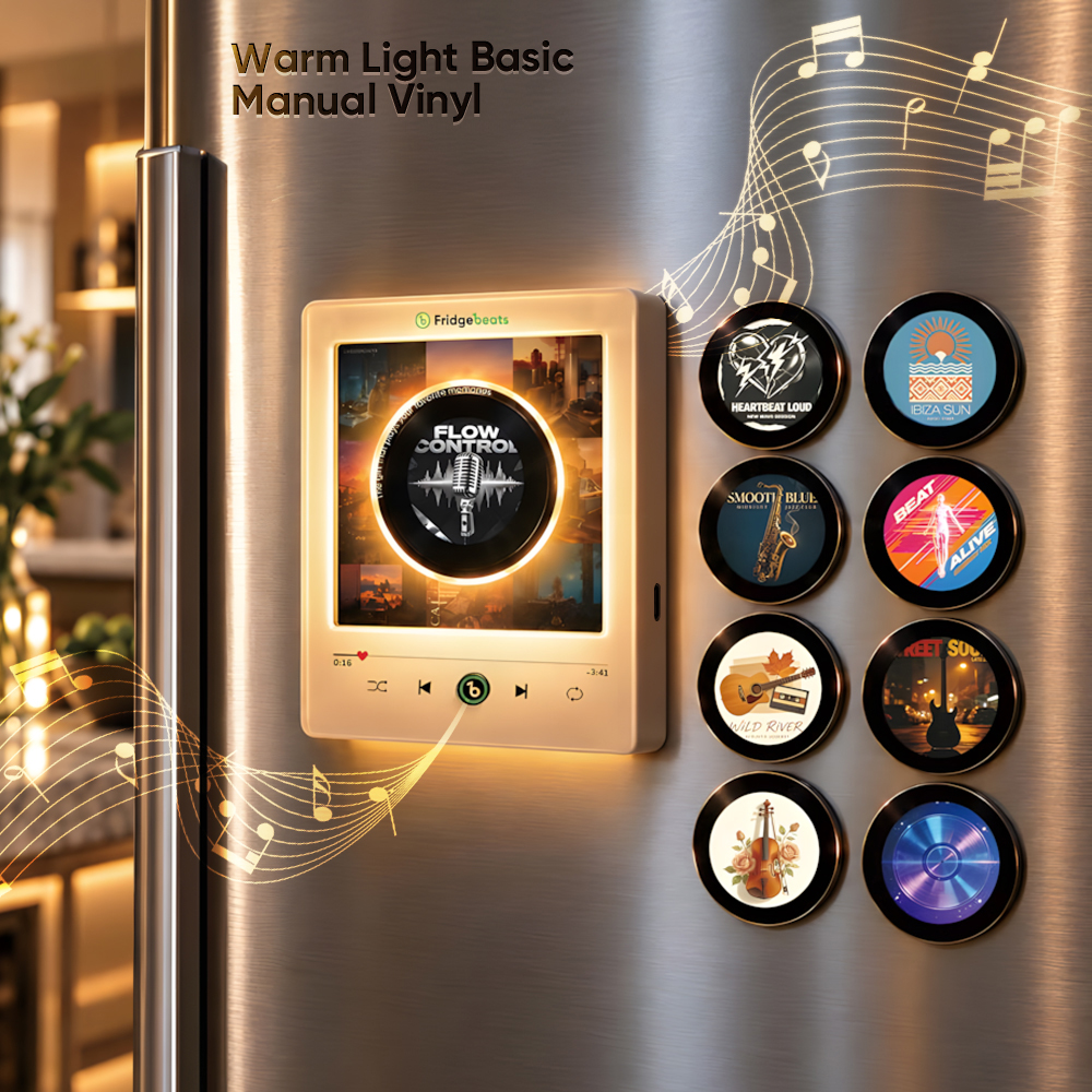 回転レコード付きパーソナライズされた写真と音楽ビニール冷蔵庫マグネット – ダイナミック LED ライト付きカスタムレコード Fridgebeats V6.0