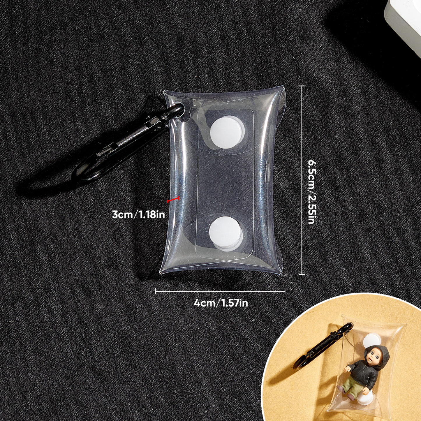 (Fits 4cm figures) PVCKeychain Display Pouch PVC Keychain Bag Style A