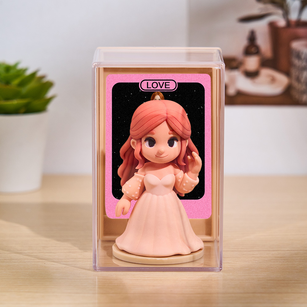 写真からのカスタム 3D フィギュア,ディスプレイケース付き,パーソナライズされたキャラクターカード,カップルや恋人へのユニークなギフト - 